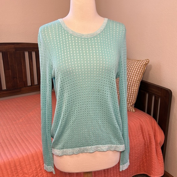 Rag & Bone Turquoise Ariana Open Knit Flyaway open Back Cotton Sweater size XS - Picture 3 of 14